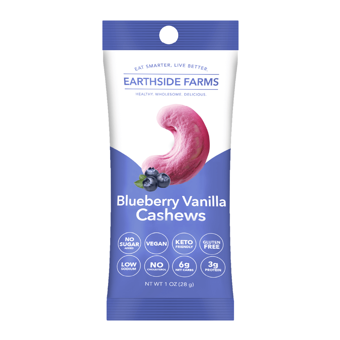 Earthside Farms Blueberry Vanilla Cashews – 1oz (Case of 40)